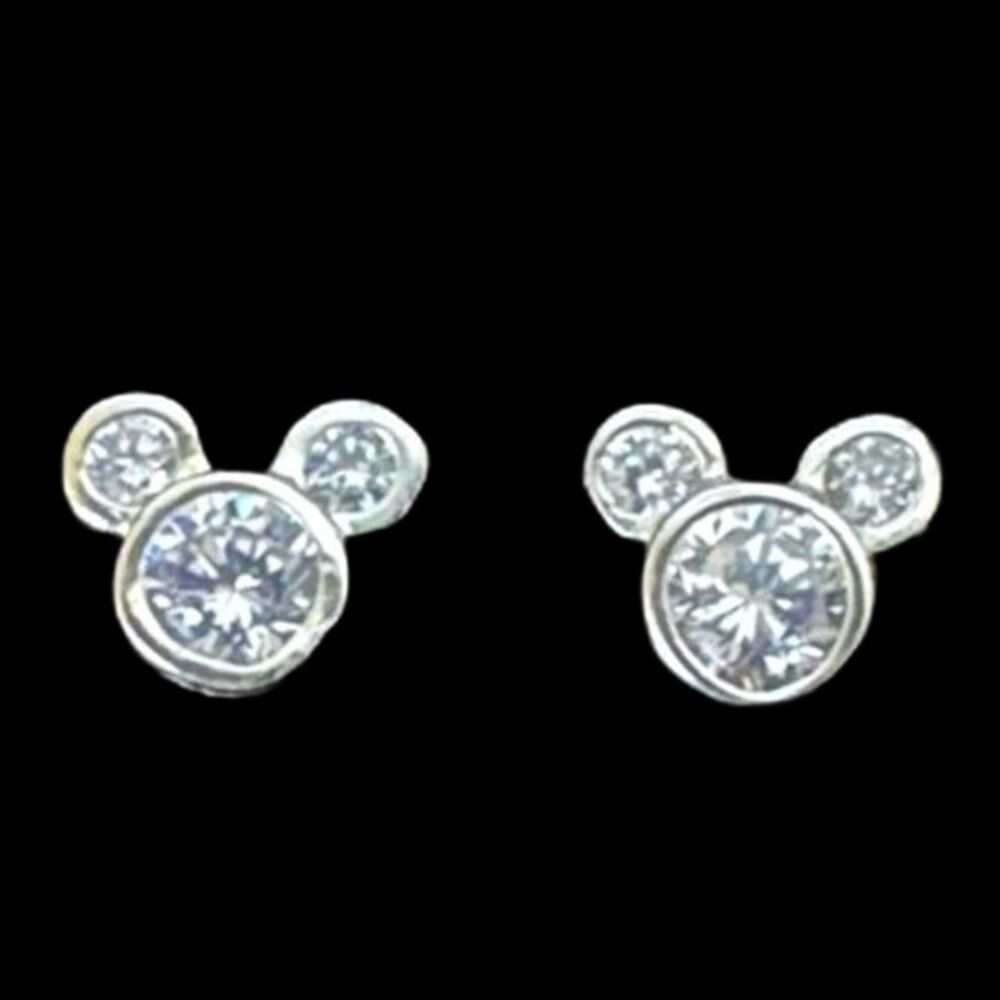 Disney JCM Mickey Mouse 925 sterling silver CZ stud Earrings